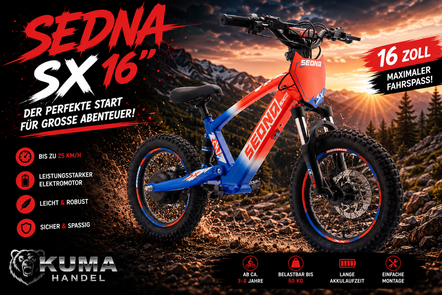 Apollino Elektro Kinderbike Sedna SX 16" - Laufrad