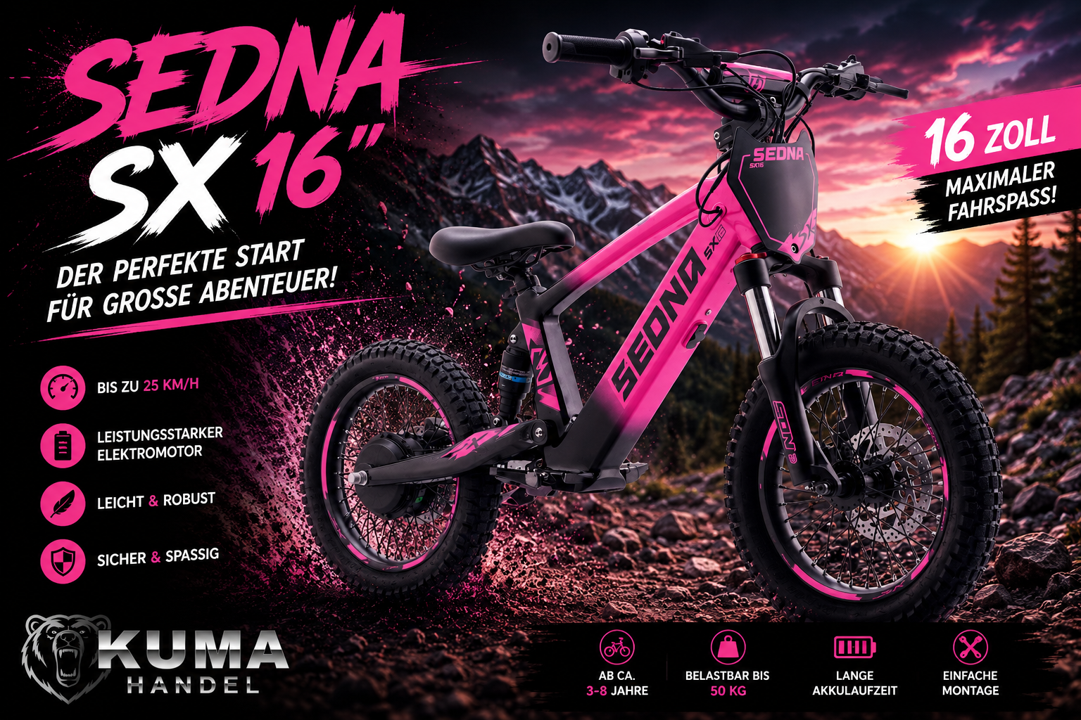 Apollino Elektro Kinderbike Sedna SX 16" - Laufrad