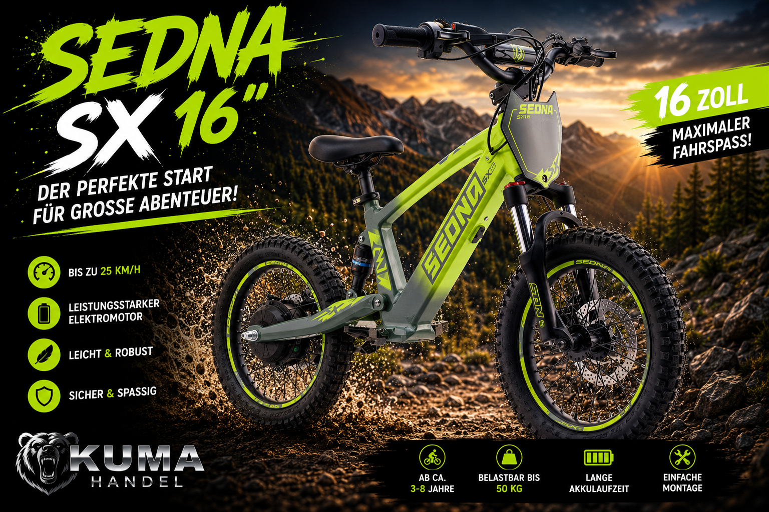 Apollino Elektro Kinderbike Sedna SX 16" - Laufrad