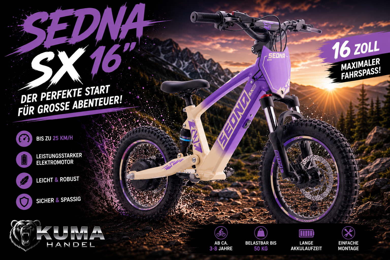 Apollino Elektro Kinderbike Sedna SX 16" - Laufrad