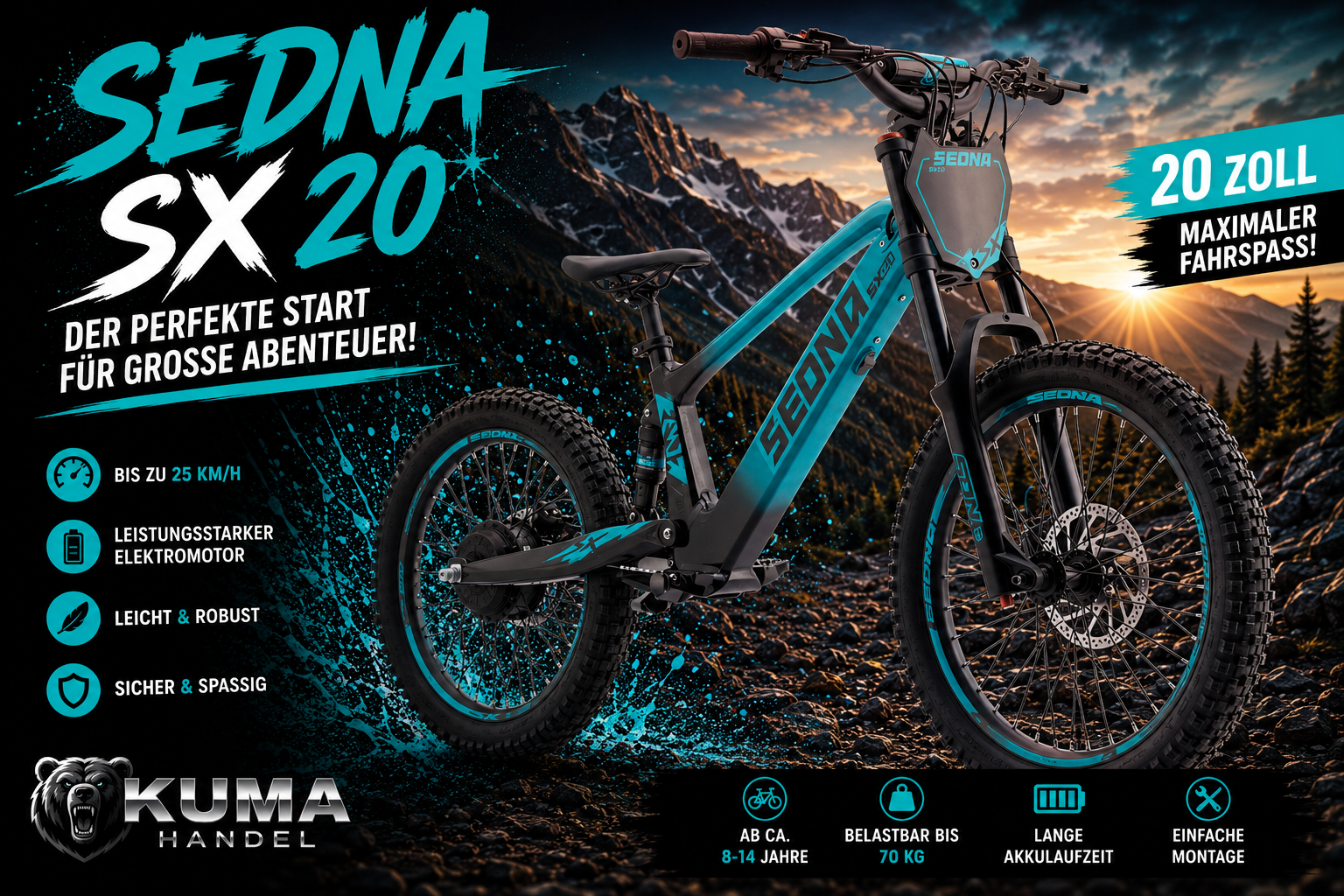 Apollino Elektro Kinderbike Sedna SX 20" - Laufrad