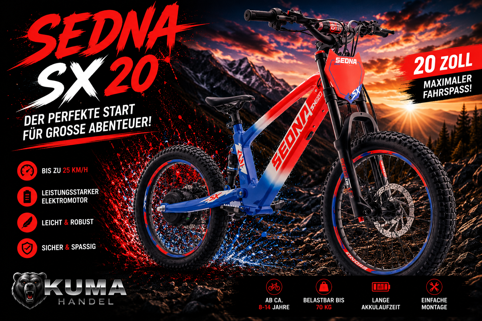 Apollino Elektro Kinderbike Sedna SX 20" - Laufrad