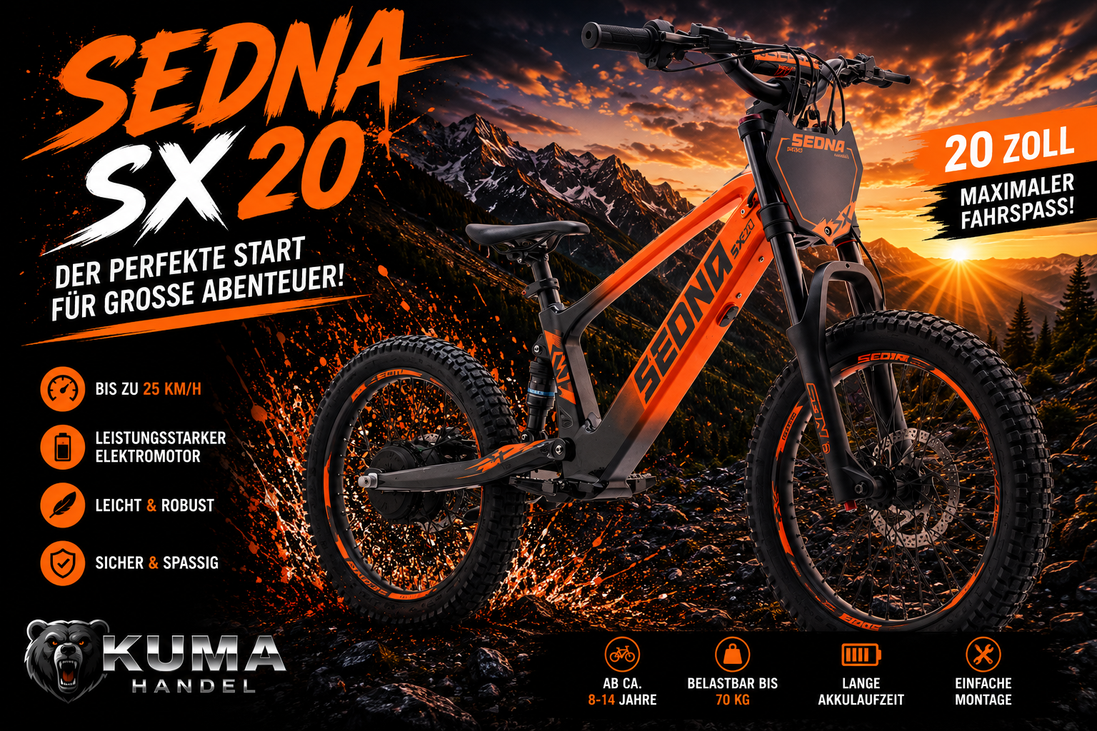 Apollino Elektro Kinderbike Sedna SX 20" - Laufrad