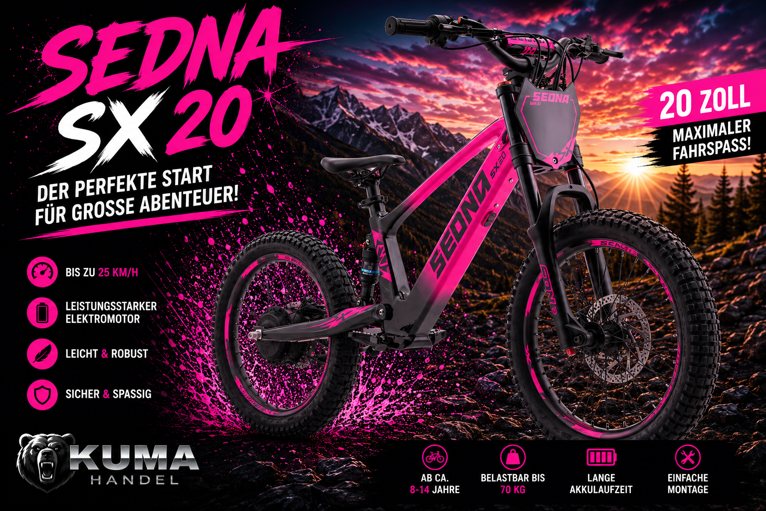 Apollino Elektro Kinderbike Sedna SX 20" - Laufrad