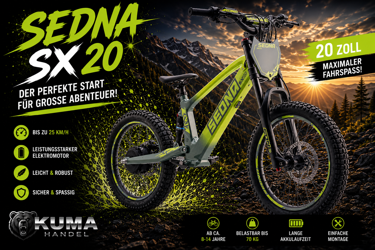 Apollino Elektro Kinderbike Sedna SX 20" - Laufrad