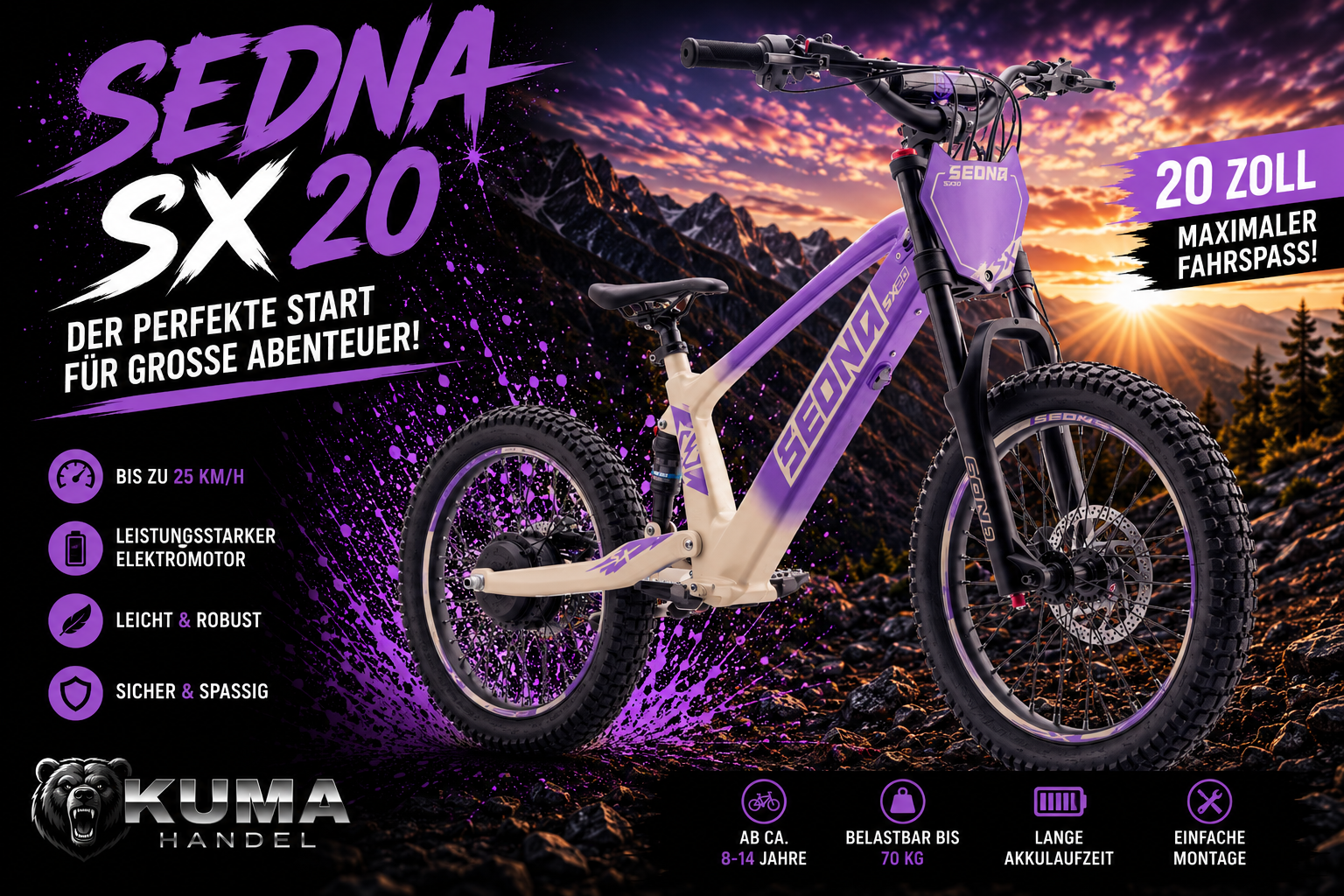 Apollino Elektro Kinderbike Sedna SX 20" - Laufrad