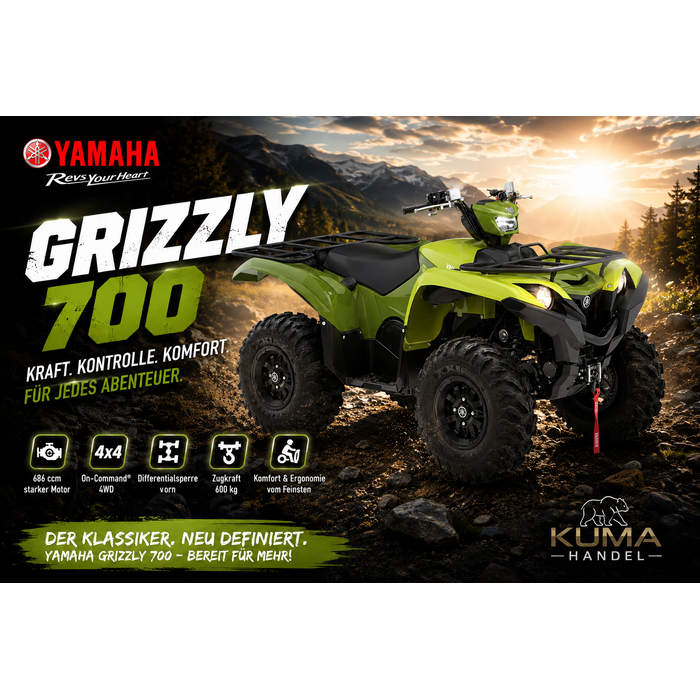 Yamaha Grizzly 700 EPS ATV 4x4 mit Seilwinde und Alufelgen