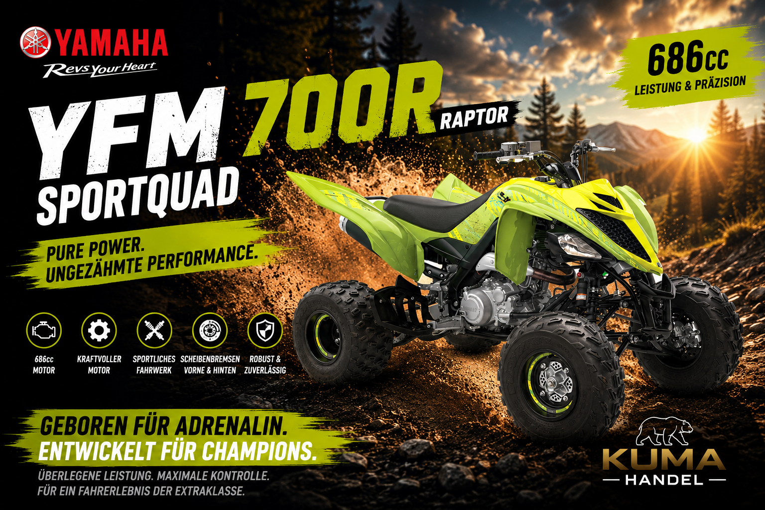 Yamaha YFM700R SE Acid green