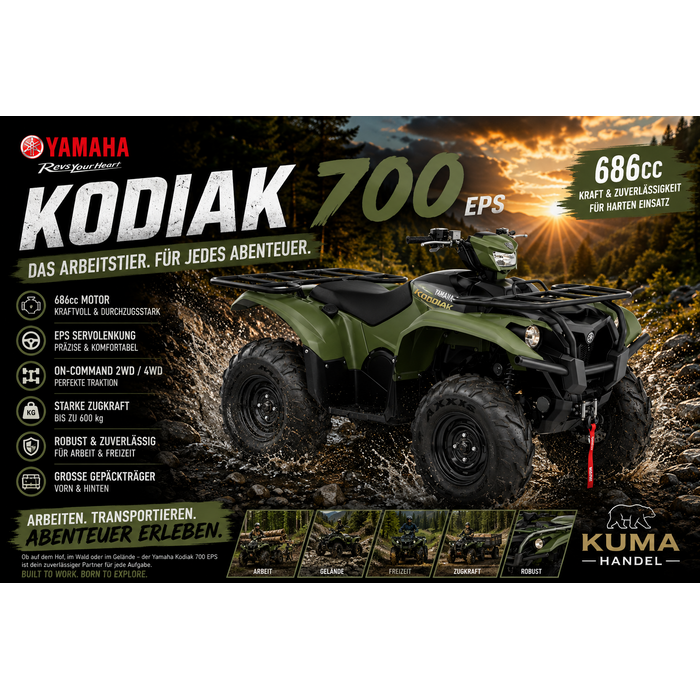 Yamaha Kodiak 700 4x4 inkl. EPS Servolenkung und Strassenzulassung