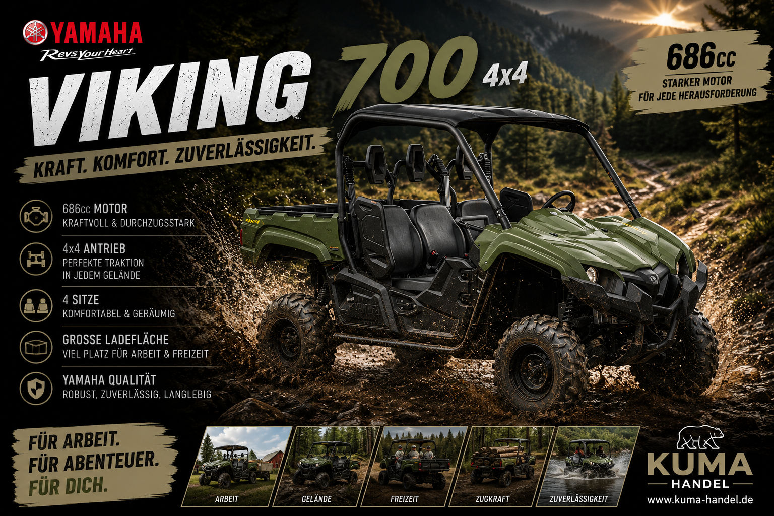 Yamaha Viking 700 EPS 4x4 3 Sitzer inkl. Strassenzulassung