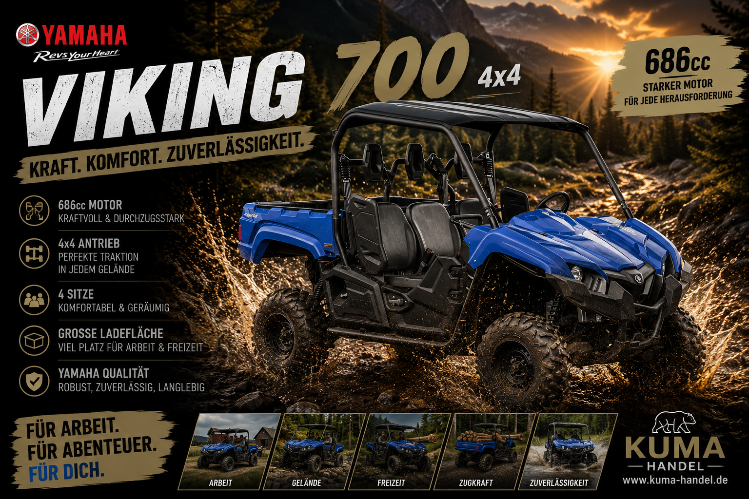 Yamaha Viking 700 EPS 4x4 3 Sitzer inkl. Strassenzulassung