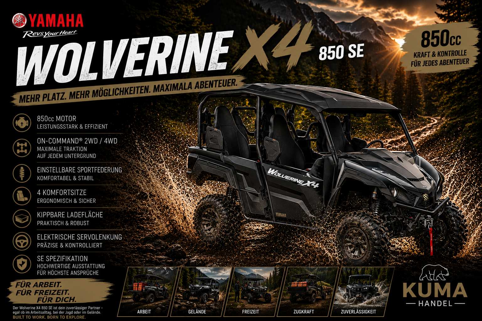 Yamaha Wolverine 850 SE V2 X4 EPS 4x4 inkl. Strassenzulassung