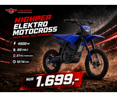 Highper Elektro Motocross KMG HP 130 E 4500W 60 Volt 27Ah Lithium Akku 12/14