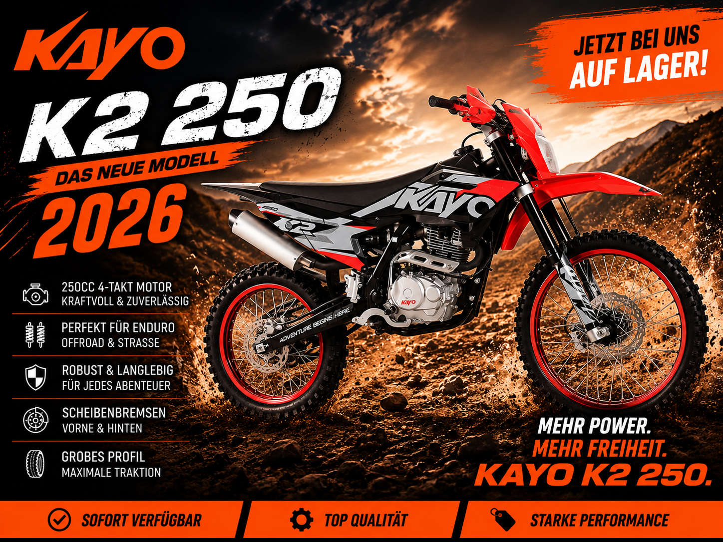 Kayo K2 Dirtbike 250 cc Enduro Motorrad
