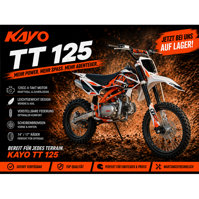 Kayo TT125 Dirtbike mit 14" 17" Räder - Schalter