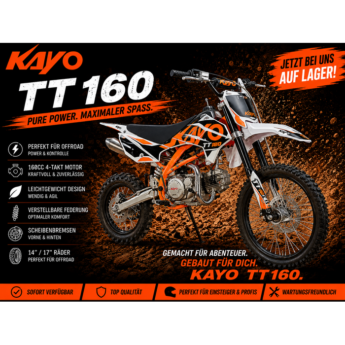 Kayo Dirtbike TT160 mit 14/17“ Räder