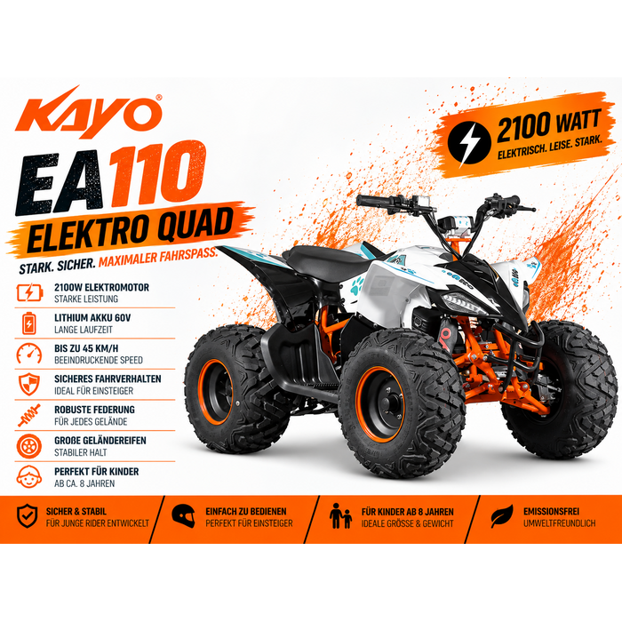 Kayo Kinderquad Elektro eA110 Spitzenleistung bis 2100W 48V