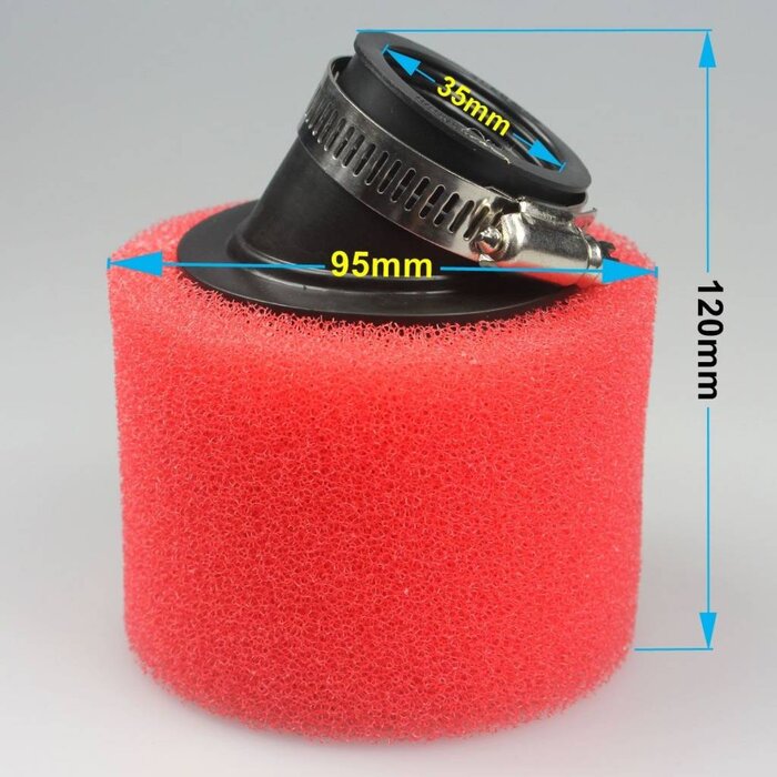 Wingsmoto 35mm Bent Foam Air Filter Cleaner for 50cc 70cc 90cc 110cc ATV Dirt Pit Bike