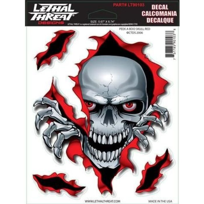 Lethal Threat Peek A Boo Skulll Red LT90103