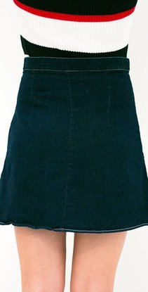 Denim Skirt With Ring Detail Zipper