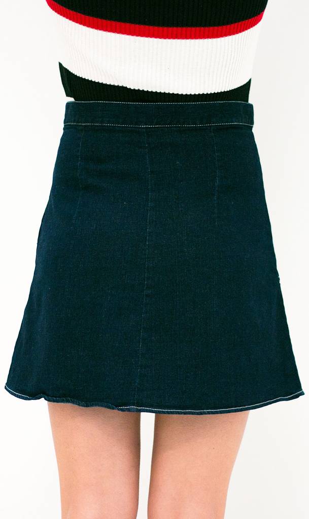 Denim Rok met ring detail Rits