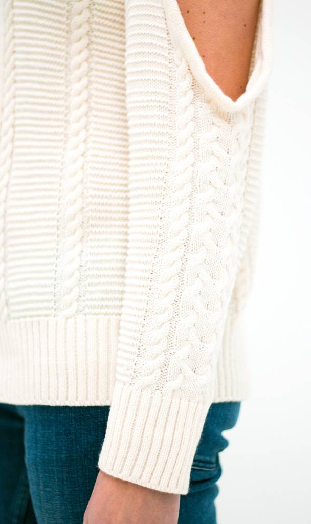 White Off Shoulder Knit