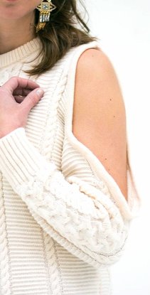 White Off Shoulder Knit