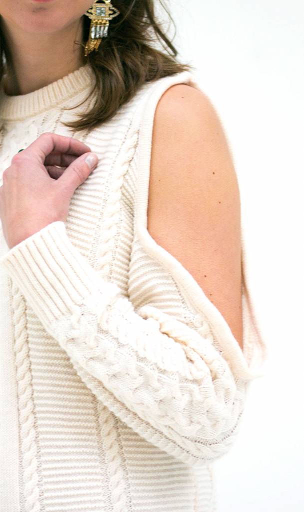 White Off Shoulder Knit