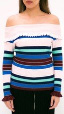 Off Shoulder Striped Ruffle Top