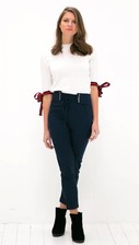 Navy Trousers with lace up corset details