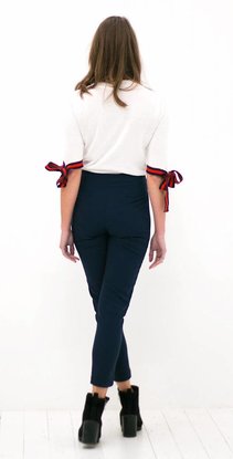 Navy Trousers with lace up corset details