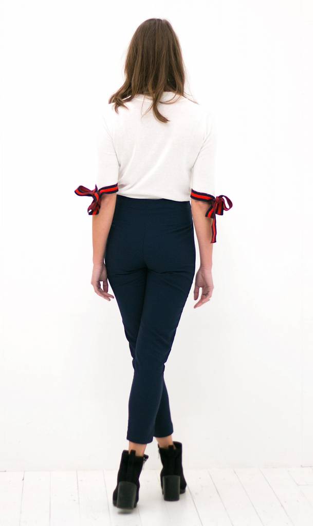 Navy Trousers with lace up corset details