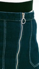 Denim Rok met ring detail Rits