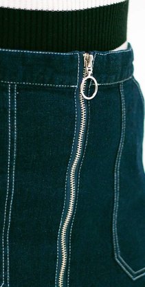 Denim Rok met ring detail Rits