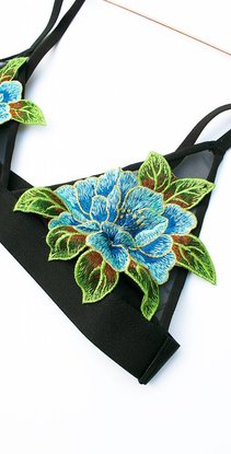 Black floral embroidered bralette