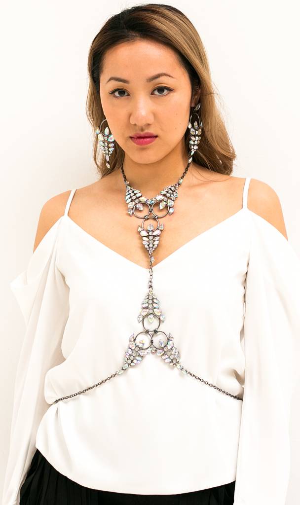 Bohemian silver statement bodychain