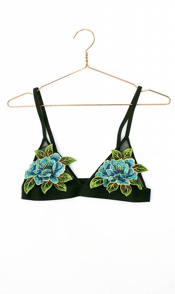 Black floral embroidered bralette