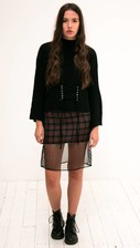 black lace up knit