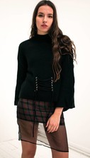 black lace up knit