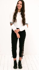 zwarte lace up broek