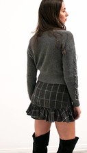 Checkered ruffle skirt