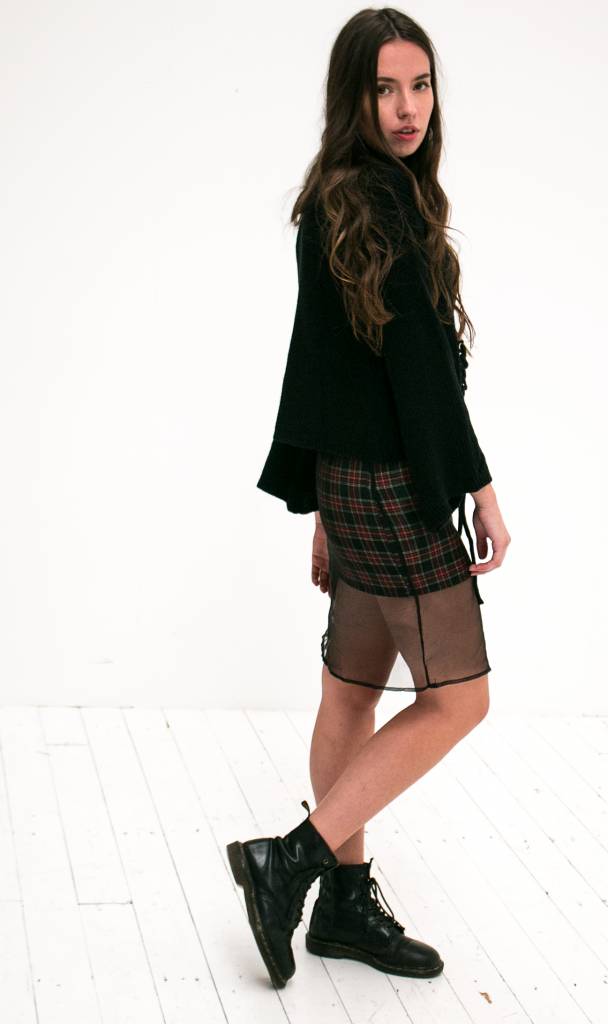 Tartan mesh skirt