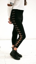 Black lace up pants