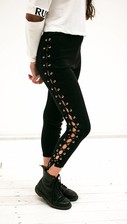 zwarte lace up broek