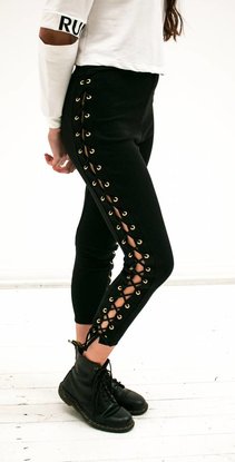Black lace up pants