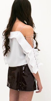 Off Shoulder Ruches Top (wit)