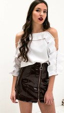 White Off Shoulder Ruches Top