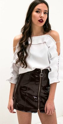 Off Shoulder Ruches Top (wit)