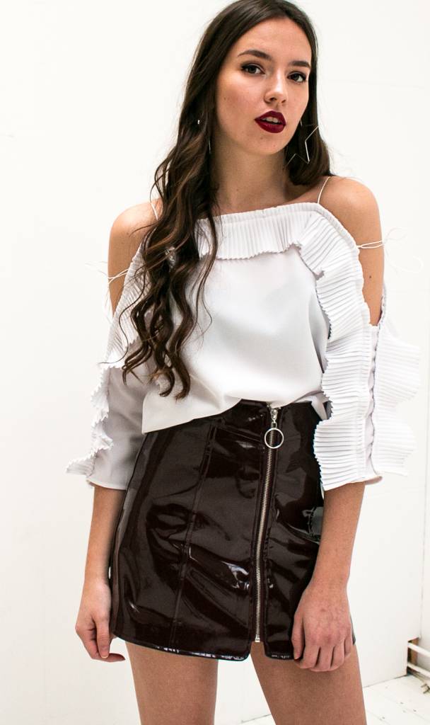 White Off Shoulder Ruches Top