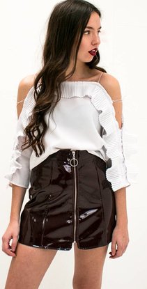 Off Shoulder Ruches Top (wit)